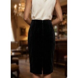 Vintage NWT Liz Claiborne Petite Black Velvet Pencil Skirt Slit Belle Soiree 10P